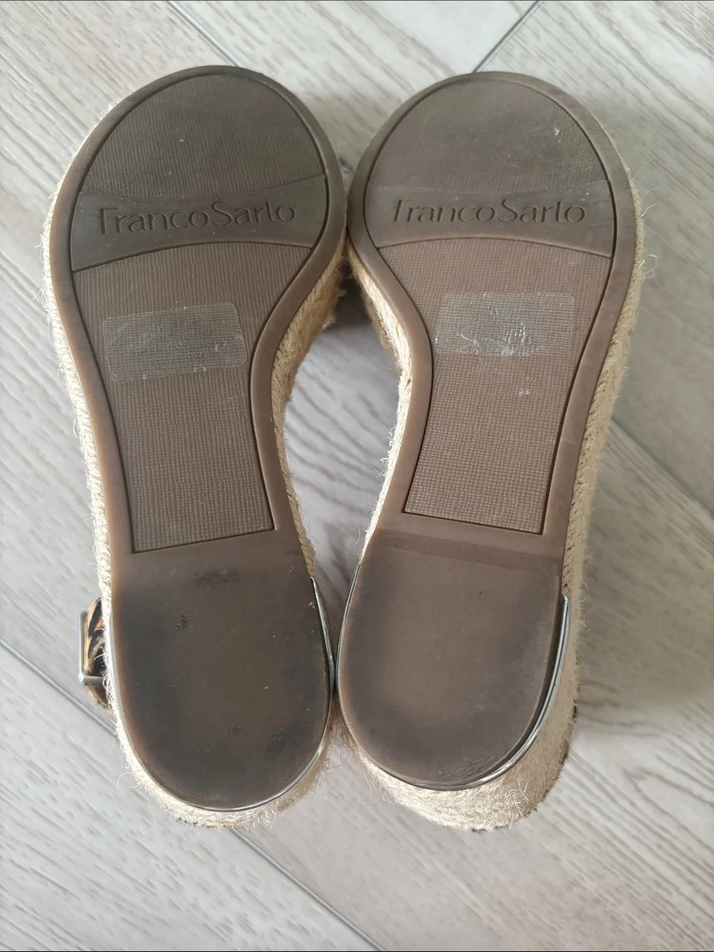 Franco Sarto Leopard Print Espadrille Sandals in Tan and Black